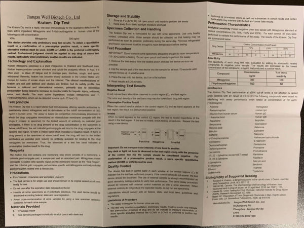 Kratom Drug Test Dip Card instructions